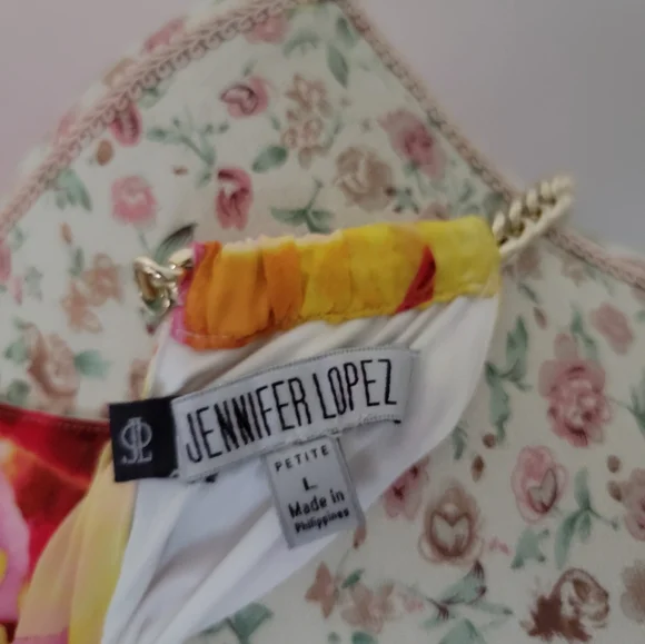 Jennifer Lopez Floral Halter Neck Dress - Pink and Yellow Size Large - Picture 8 of 8